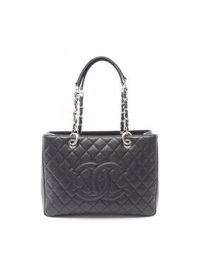 Chanel Tote Quilted Grand Shopping GST Black Caviar Leather Chain